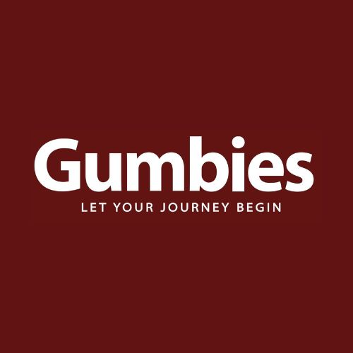 Logo von dem Unternehmen Gumbies in rot weiß